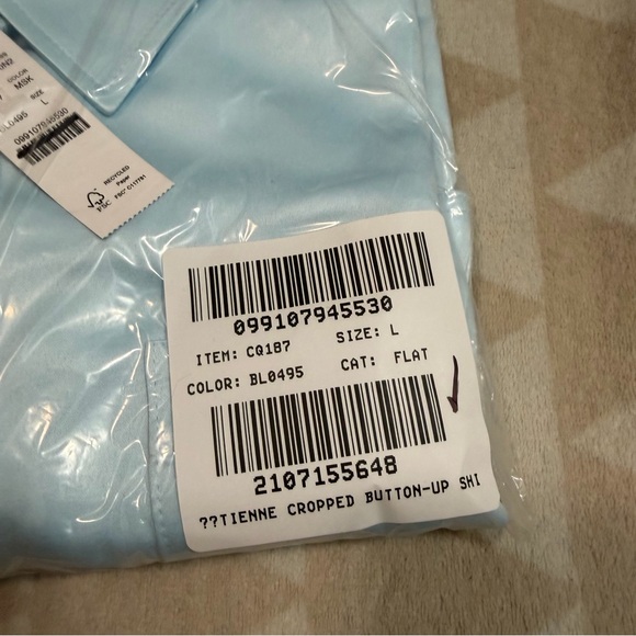 J crew Étienne cropped button-up shirt in duchesse satin midday skies - Picture 3 of 3